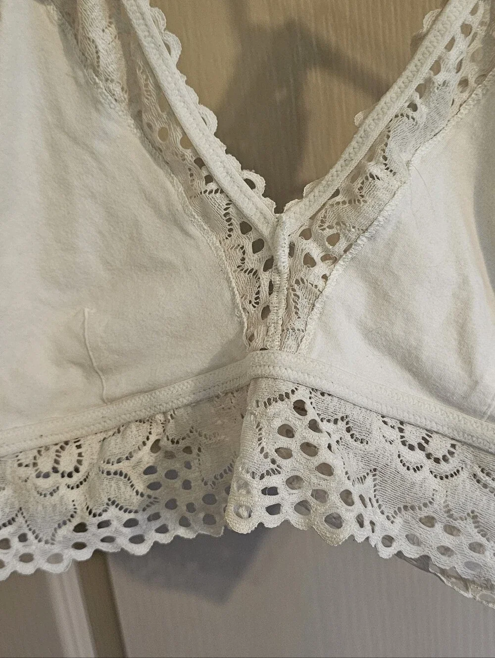 Aerie Off White Lace Racerback Pullover Wirefree Bralette Bra Size XL